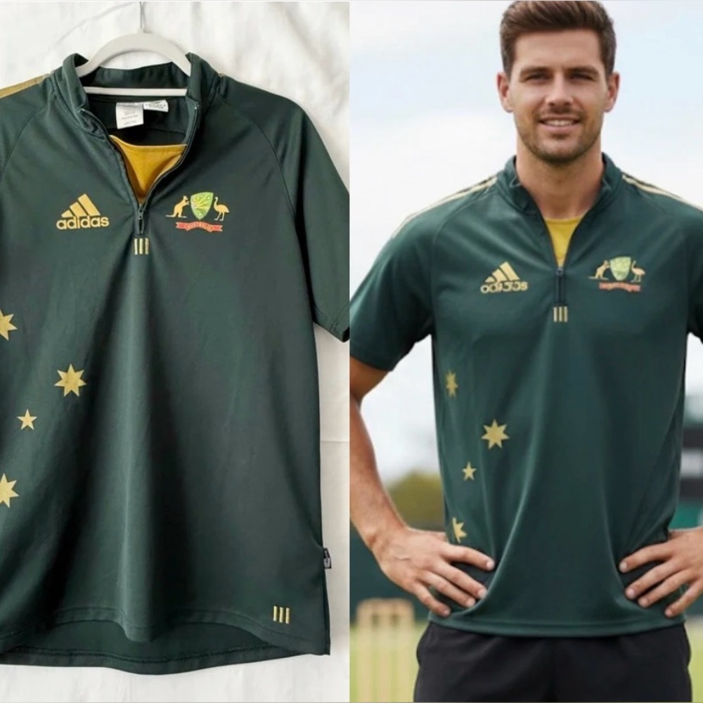 Adidas Australia Cricket Team Quarter-Zip Training Jersey Youth 16 Adult S